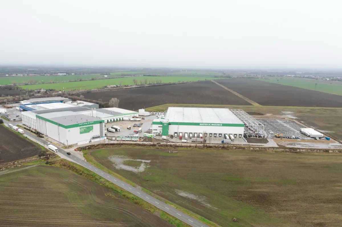 Aerial view of the HOPI Logistics distribution centre in Madunice, Slovakia